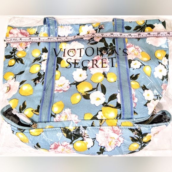 luxury VS cooler Tiffany teal lemon floral  nwt tote zip h2oproof jumbo bag - Picture 6 of 7